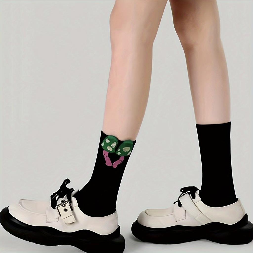 5Pairs Renaissance Style Art Mid-Calf Socks, Animal Print Cute Design,Home Leisure Activities Wear With Skate Shoes Casual Shoes