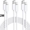 Lot of 3 2M Cables for iPhone 14 Plus - 14 Pro - 14 Pro Max - 14 USB-C To Lightning