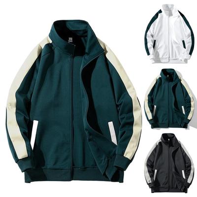 Street Color Reißverschluss Strickjacke Stehkragen Locker Lässig Sport Herrenmantel