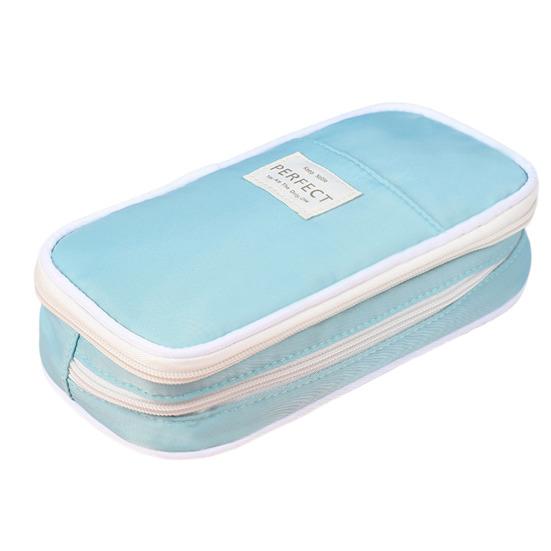 Macaron Pencil Case Big Capacity Pen Organizer Bag Zipper Closure Double Layer Multiple Storage Pencil Bag