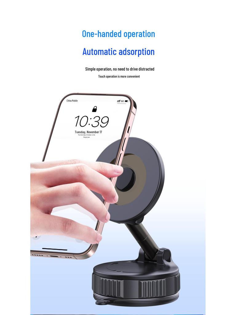 Car Center Console Magnetic Phone Holder with N52 Vacuum Suction Mount