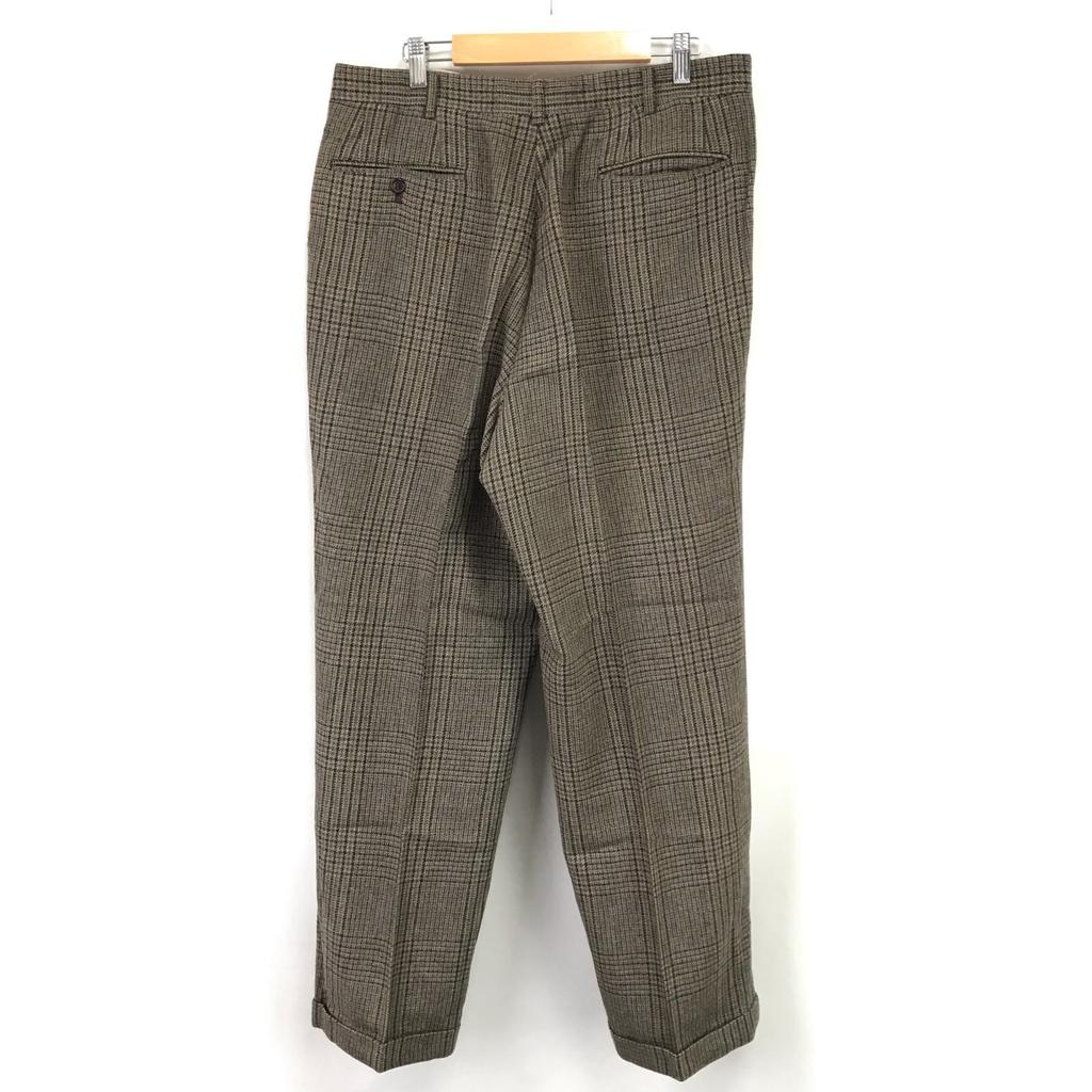 Vintage BARACUTA Wełniane Spodnie Męskie W88 L Brązowe w Kratę(UŻYWANY)
