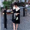 Large Size Fat Mm Temperament Waist Thin Doll Collar Black Hepburn Style Dress Foreign Style Age Reduction French A-shaped Skirt