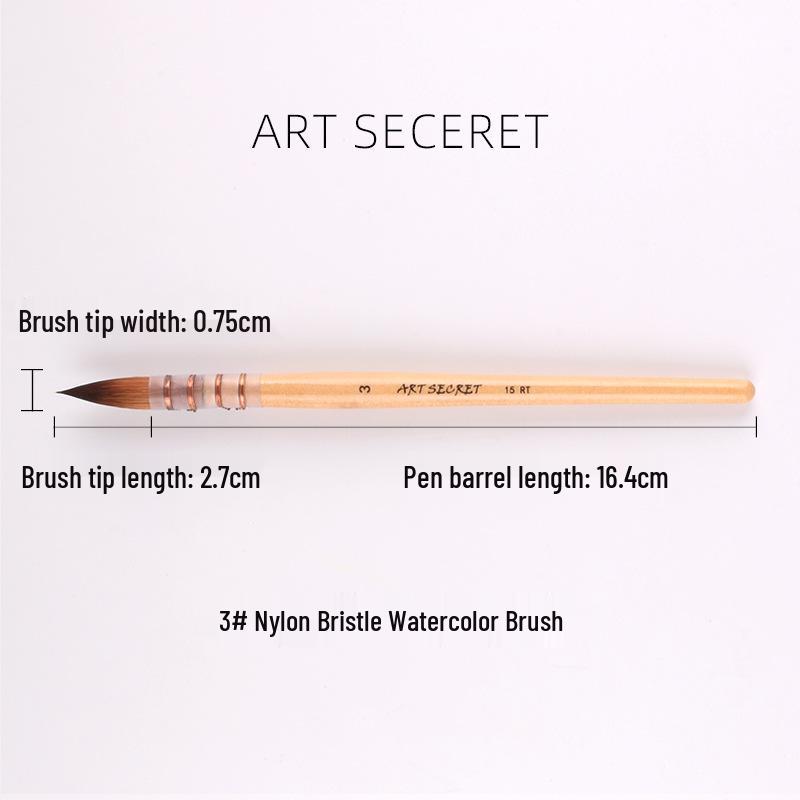 Korean ArtSecret Academy Grade Red Wood Handle Nylon Watercolor Brush 15RT