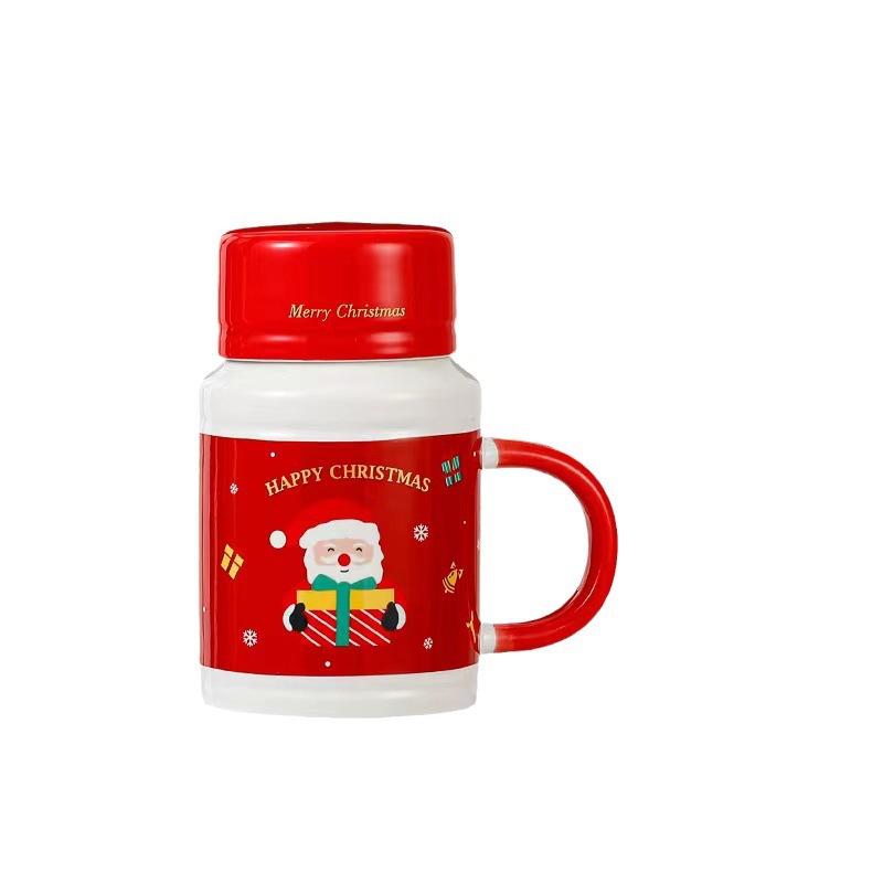 

Творческий рождественский подарок в виде чашки Керамическая чашка Высококачественная чашка для воды с крышкой Кружка Персонализированная кофейная чашка на Рождество 420ML