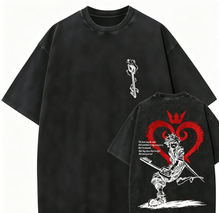 

Kingdom Hearts Sora Anime Lover Washed T-shirt Year round clothing high quality personality Clothes Plus Size Unisex New Model Couples tee L