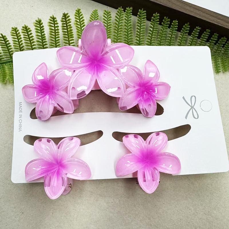 Sada skřipců do vlasů s frangipani: Květinové vlasové doplňky s imitací mramoru pro módní svátky