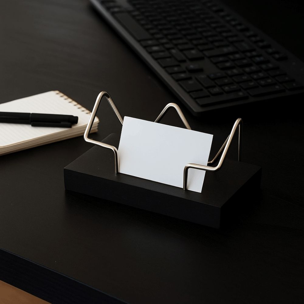 Wooden Business Card Holder Creative Display Stand New Desktop Shelf Box Office