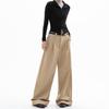 Women's Loose Wide-Leg Khaki Trousers