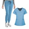 Women's Loose And Comfortable V-neck Short Sleeved Workwear With Top And Beauty Suit Set
