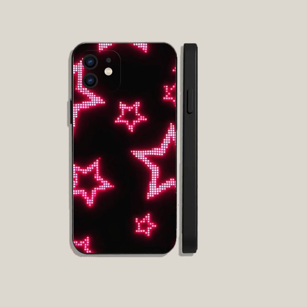 

Cute Korean Ins Y2k Star Phone Case For iPhone16,15,14,13,12,11,Plus,Pro Max,XS,X,XR,SE,Mini,8,7 Soft Silicone Black Cover iPhone12mini