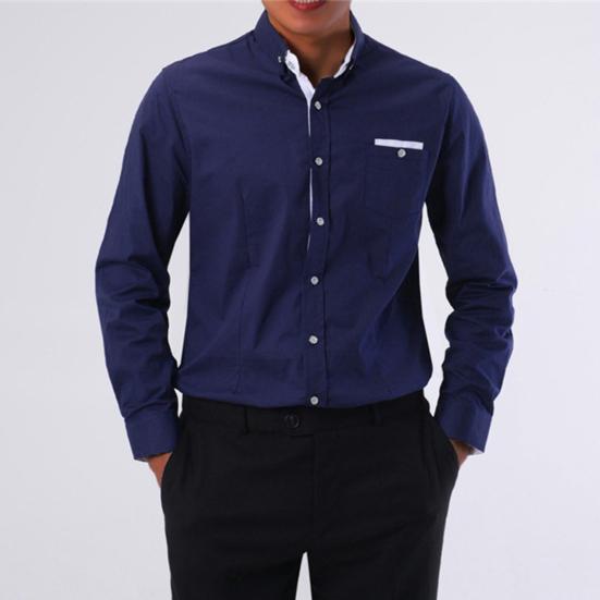 Solid Color Lapel Men Shirt 