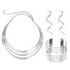 DIEZI Punk Gold Copper Color Choker Torques Necklace Earrings Bangles Set For Women Fashion Vintage Clavicle Zircon Set