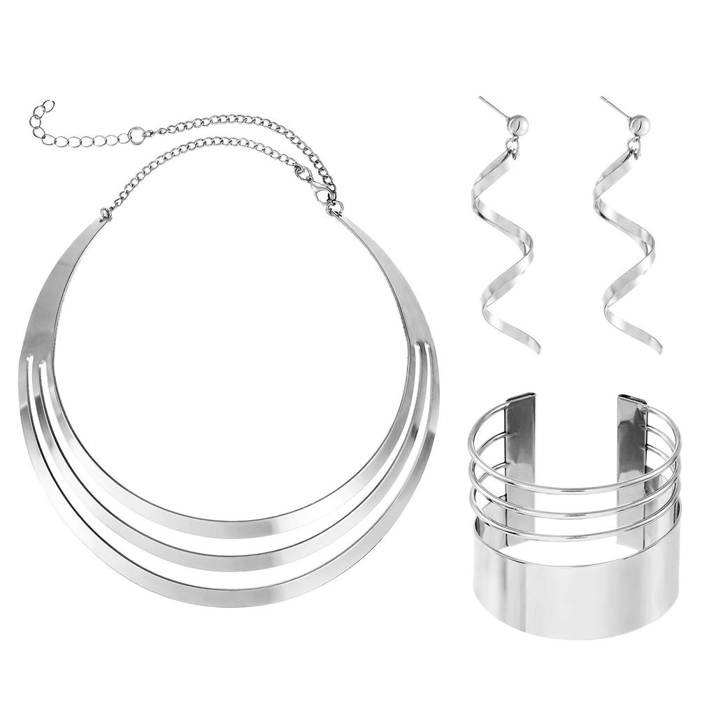 DIEZI Punk Gold Kupfer Farbe Choker Drehmomente Halskette Ohrringe Armreifen Set Für Frauen Mode Vintage Schlüsselbein Zirkon Set