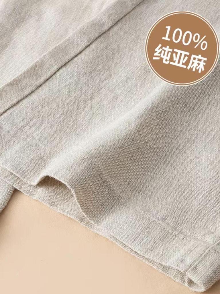 Women's Japanese Style White Linen Wide-Leg Pants - Relaxed Fit, Sun Protection, Casual Straight-Leg for Spring/Summer