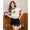 ET BOITE Cartoon Bee Embroidered Round Neck T-shirt