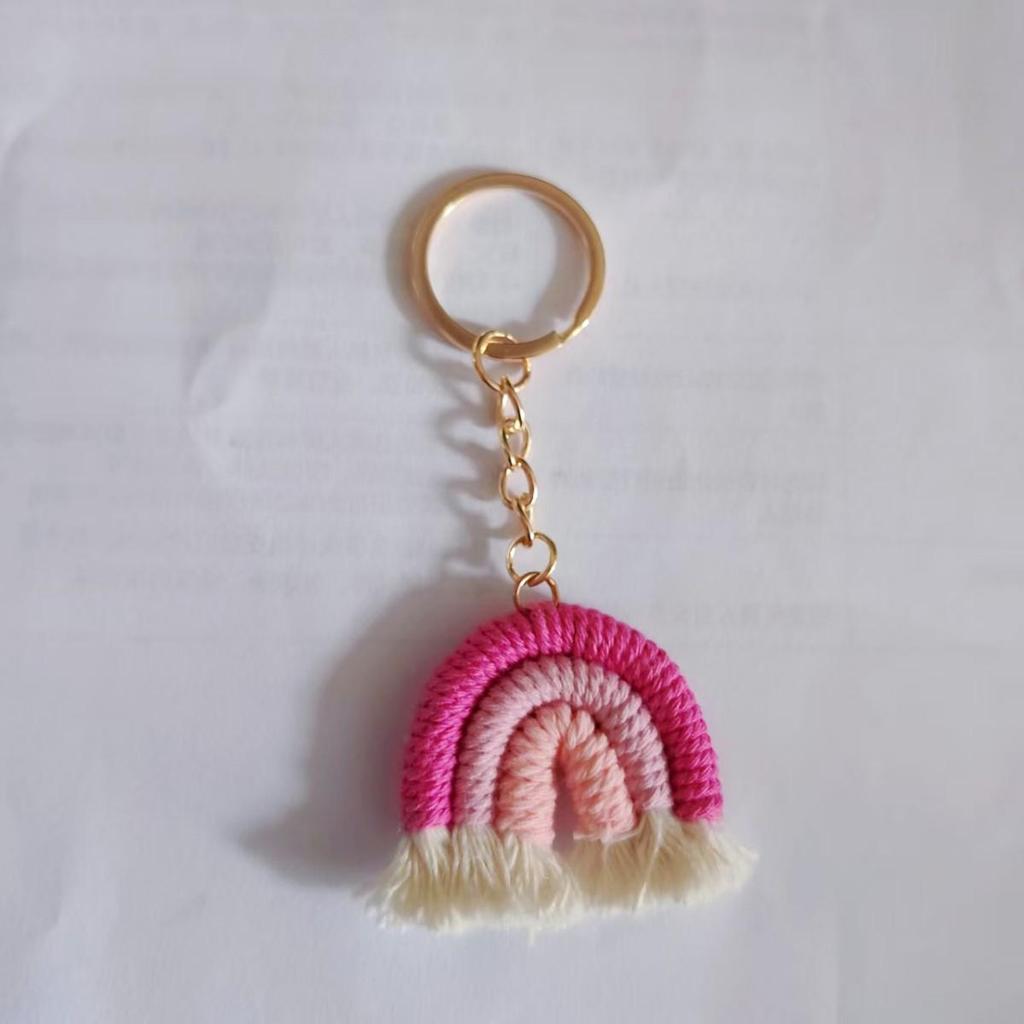 Handmade Cotton Rainbow Tassel Keychain Charm