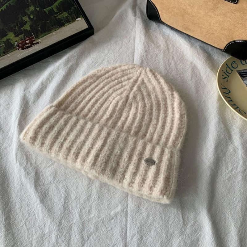 Winter sweet pet! Super white milk blue knitted wool hat couple style big head for face small warm cold hat