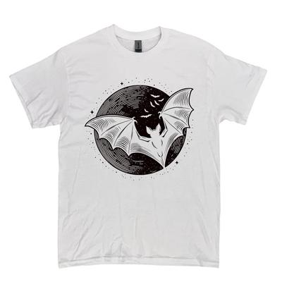 Maglietta Grafica Luna Pipistrelli Retrò Anni '90, Maglietta Vintage Pipistrello Usurata