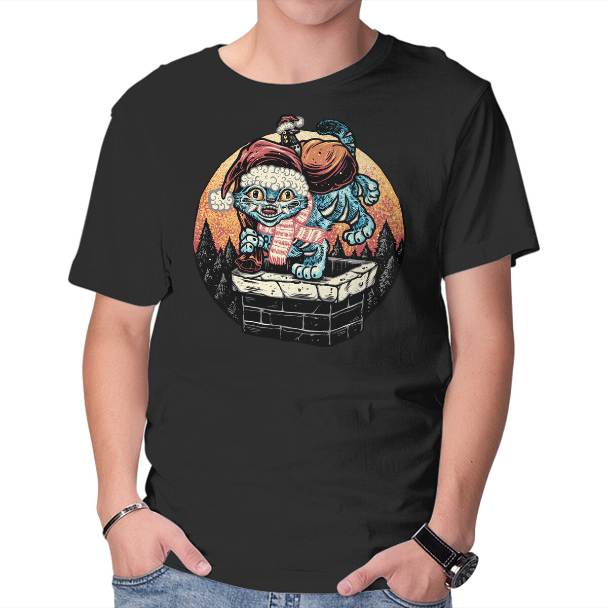 Unisex Crew Neck T-Shirt Derpy Chimney Graphic Short Sleeve Casual Tee XXXL