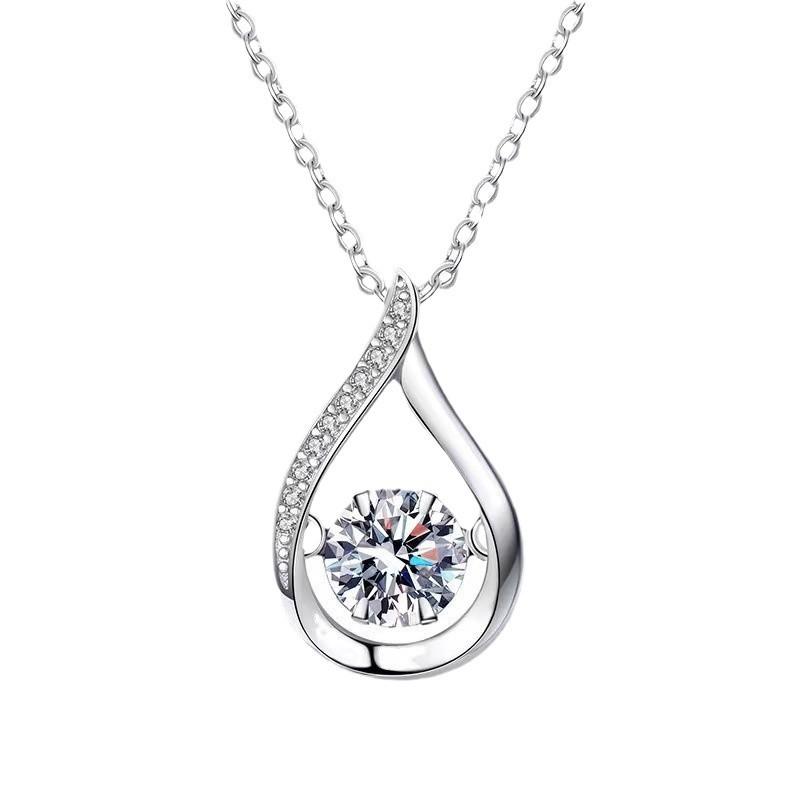 New Fashion Fine Gold O-shaped Chain Necklace 1 Carat Lively Water Drop Moissanite Pendant for Women