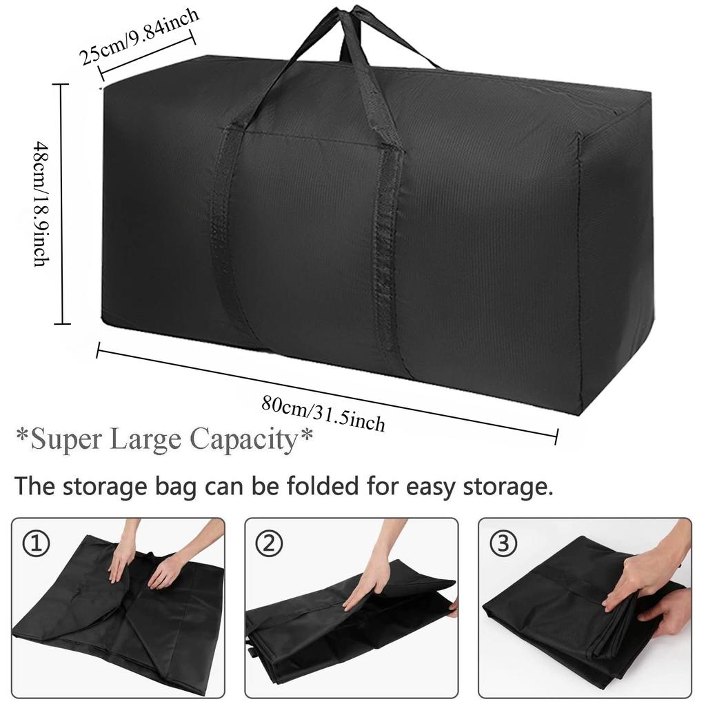 1pc Oxford Cloth Large Storage Bag with Reinforced Handles and Double Zipper,Portable 80*48*25cm Home Storage Bags
