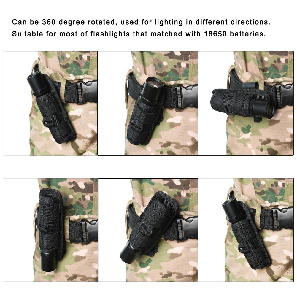 360 Degrees Rotatable Nylon Flashlight Torch Pouch Holder Bag Accessory for Hunting401#