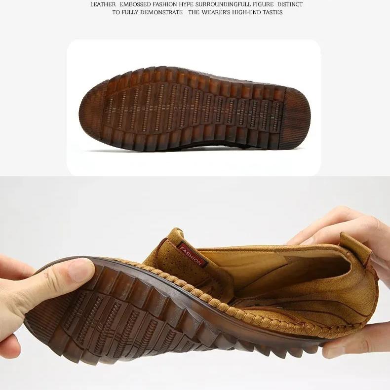 Men Leather Shoes Slip On Brown Shoes Leather Loafers Mens Moccasins Shoes Italian Designer Shoes