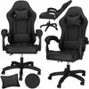 Fauteuil de Gaming - SPRINGOS - Ergonomique - Réglable en Hauteur - Avec Appui-Tête et Repose-Pieds