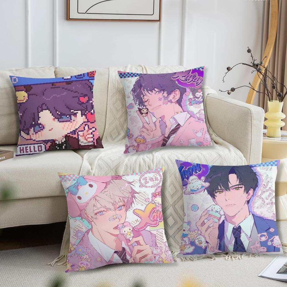 Love and Deepspace chibi Sylus Rafayel fanart Comfortable soft Pillow Case for Sofa Living Room Home Decor Protective Covers