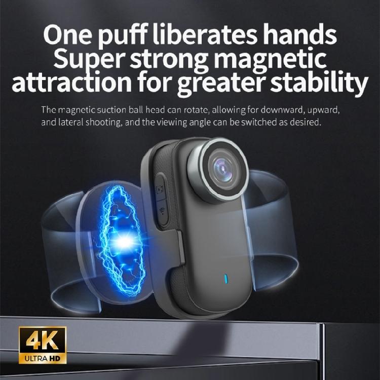 4K Magnetic Mount Camera Rotatable Head 1080P Adjustment 3H Continuous Recording Wide View Smartphone Sharing