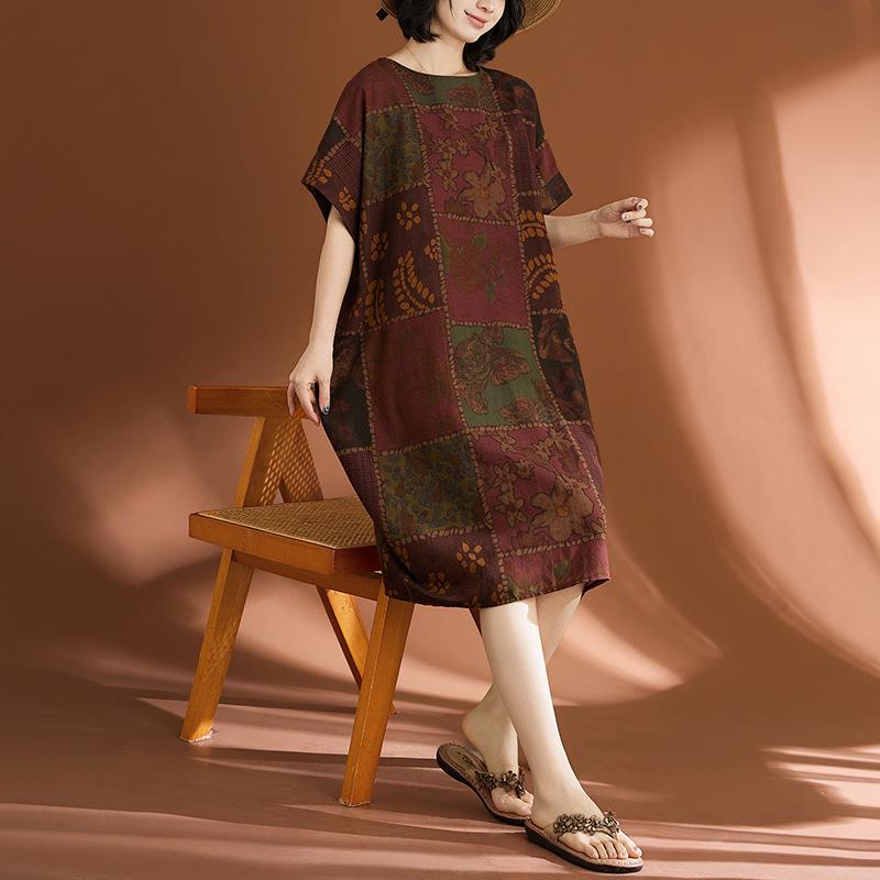 2026 Plus Size Women s Retro Cotton Linen Dress - Ethnic Style Casual White Plus Size