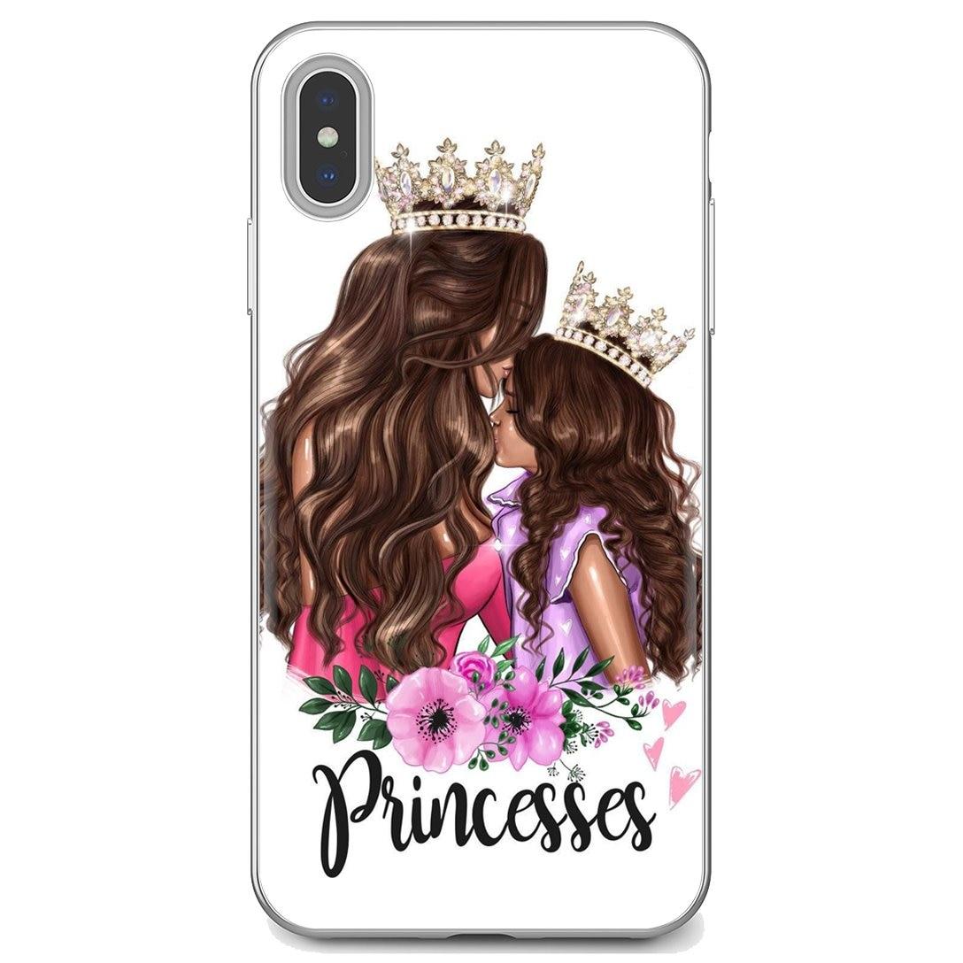 

Мягкий чехол с черными каштановыми волосами для мамы и девочки Queen для Samsung Galaxy A10 A30 A40 A50 A60 A70 a12 a31 a41 a51 a71 a20e a21s M30 A12