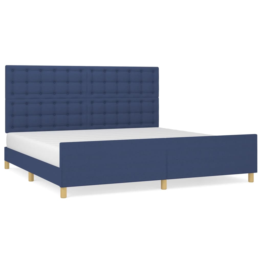 Vidaxl Bed Frame Without Mattress, Blue, 200X200 Cm, Upholstered