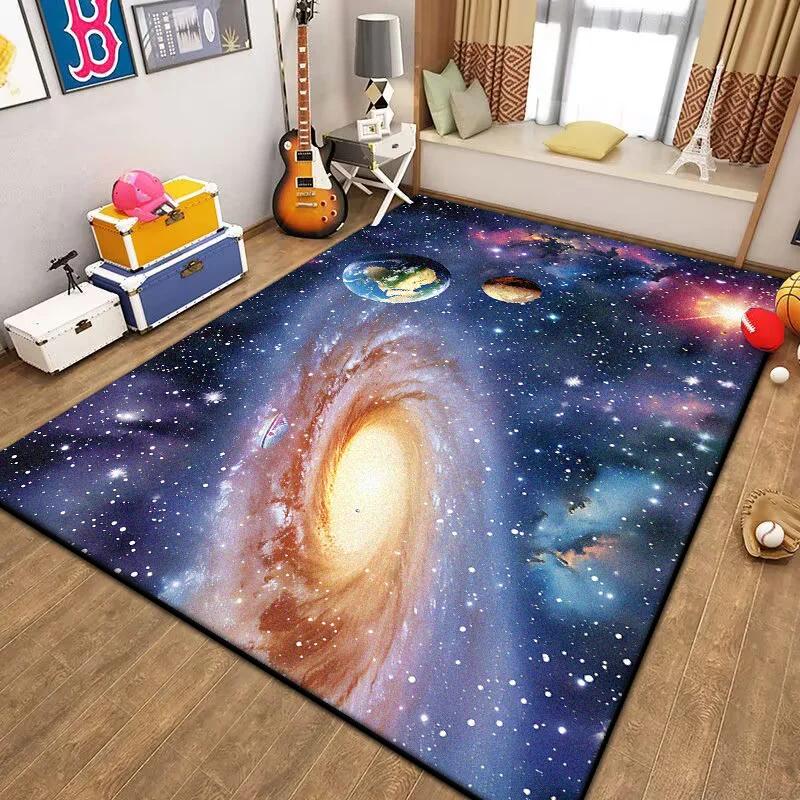 Universe Space Stars Rug for Living Room Black Hole Galaxy Earth Milky Way Carpet Bedroom Sofa Decoration Non-slip Floor Mat