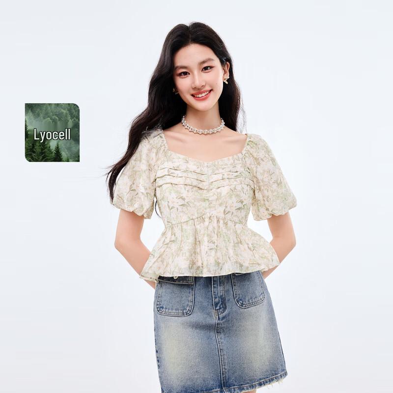 Women s Elegant Square Neck Puff Sleeve Blouse XL