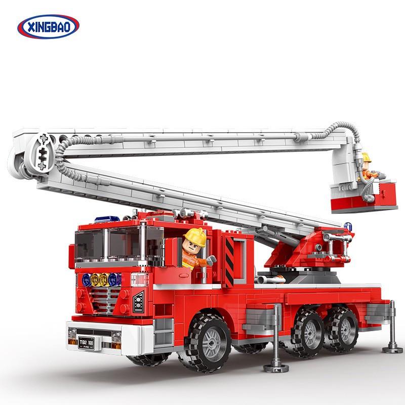 Star Fort Aerial Ladder Fire Truck XB03031: Educational Building Block Toy for Kids
