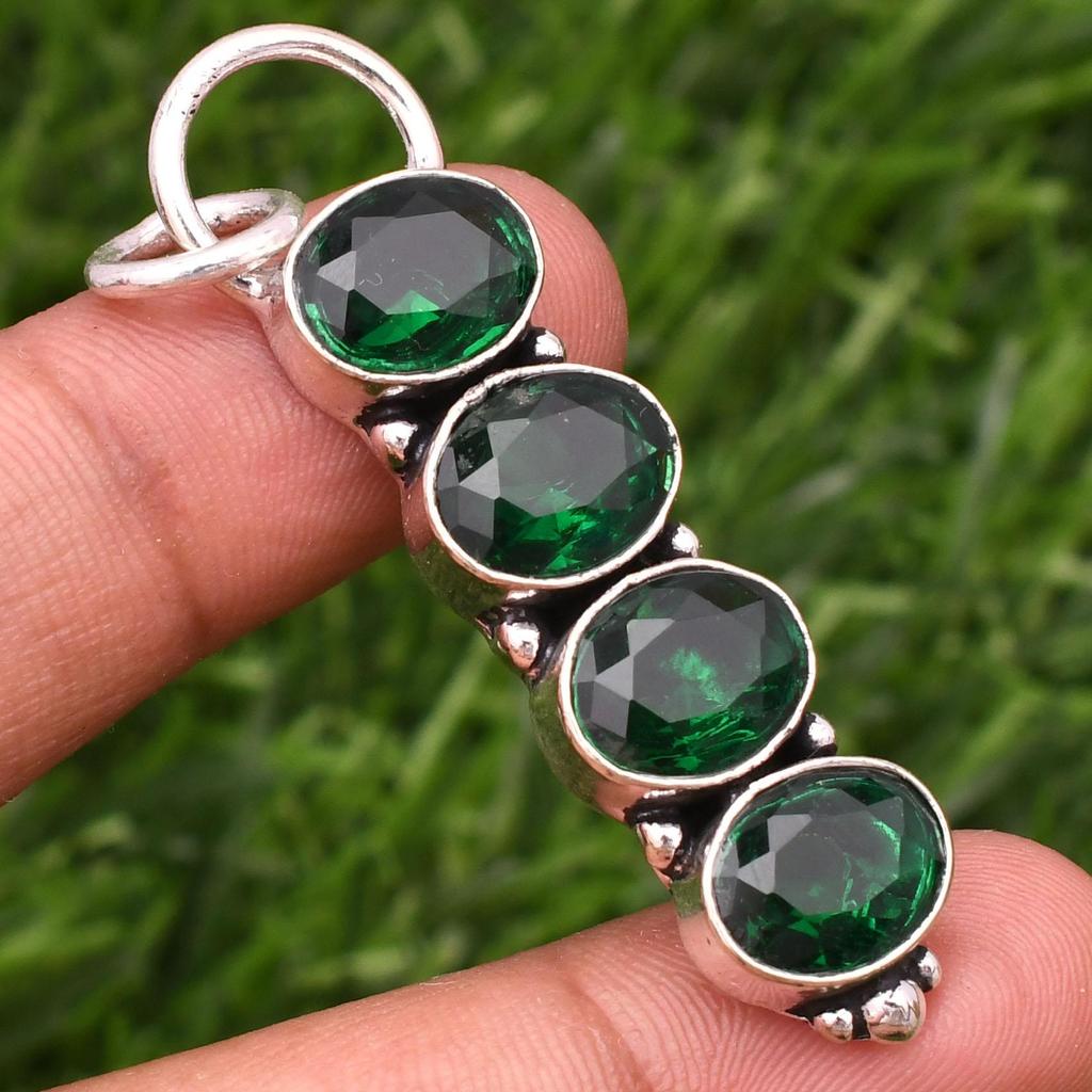 Awesome Chrome Diopside Gemstone Pendant: 925 Sterling Silver Handmade Pendant Necklace Jewelry