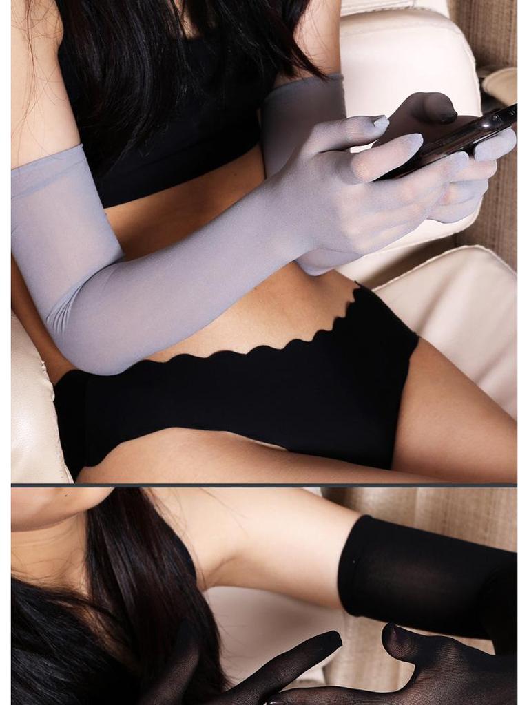 Ultratunna Fingerlösa Sömlösa Bröllopshandskar för Kvinnor - Långt Solskydd, Anti-Halkdesign