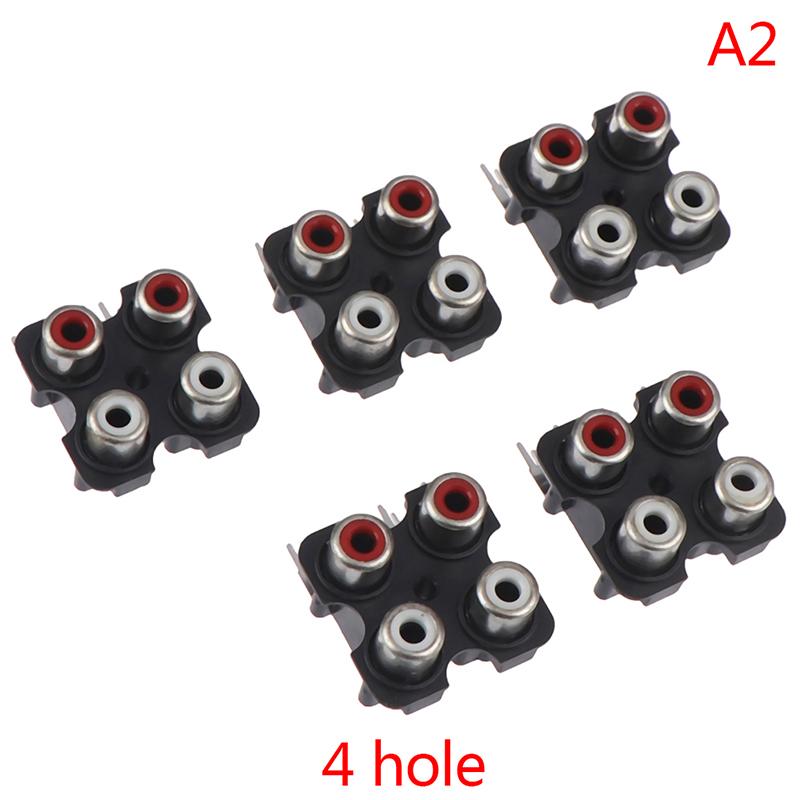 5Pcs 2/4 hole RCA Female Stereo audio Jack AV Audio input socket Connector Lotus row Amplifier Interface Signal connection