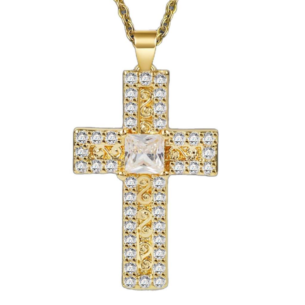 Square Cross Shape Necklace Niche Design Sense Diamond
