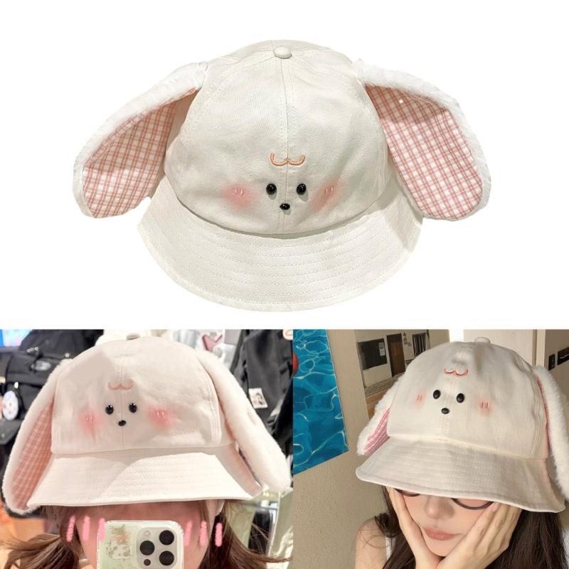 Japanese Fisherman Hat With Plush Rabbit Ears And Blush Design For Kids Adult Outdoor Sun Protection Adjustable Sizing