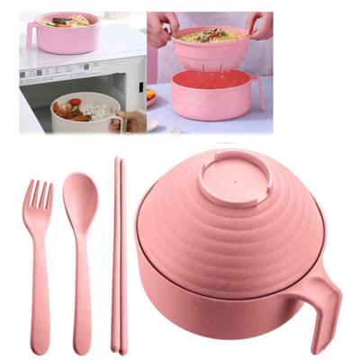 Set Ramen Micro-ondes Bol Cuiseur avec Baguettes Bol à Nouilles Micro-ondable Casserole à Ramen Rapide