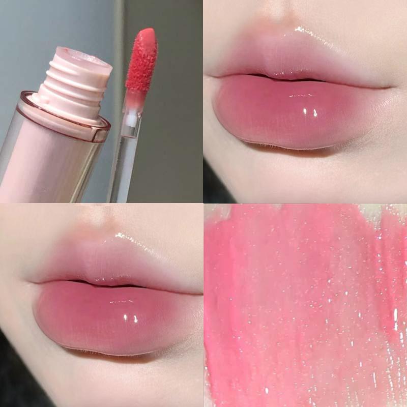 Rosa Speil Krystall Lipgloss Sminke Vann Glass Lipglans Plumping Vanntett Gelé Leppetint Leppestift Fuktighetsgivende Skjønnhet Lepper