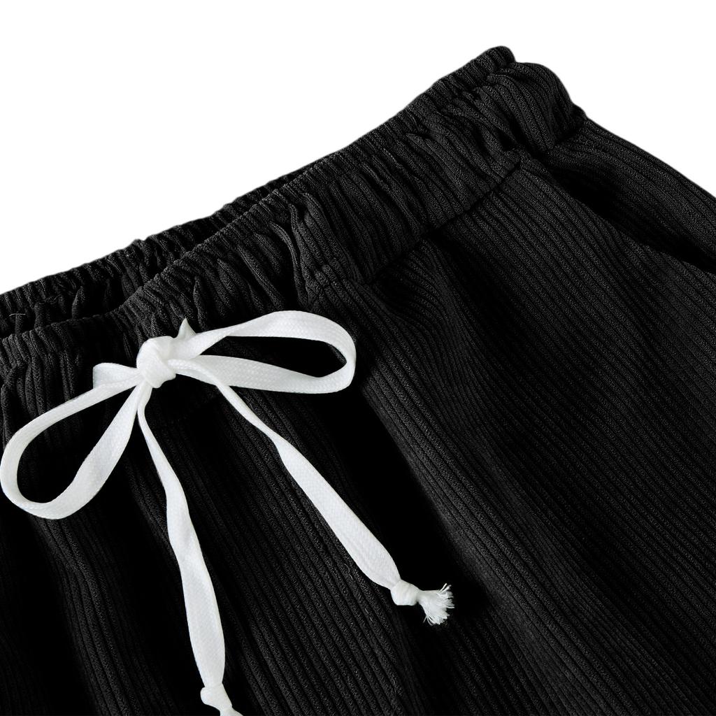 Men’s Drawstring Waist Loose Fit Corduroy Lounge Pants Casual Straight Leg Trousers with Adjustable Waistband
