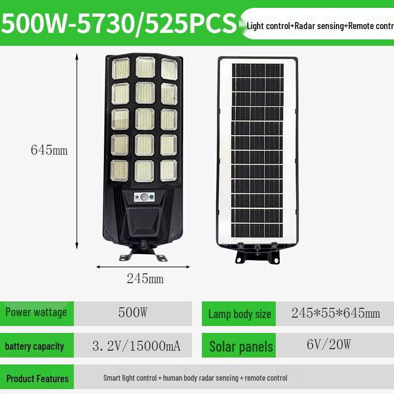 Liangtu 500W Outdoor Solar Motion Sensor Street Light