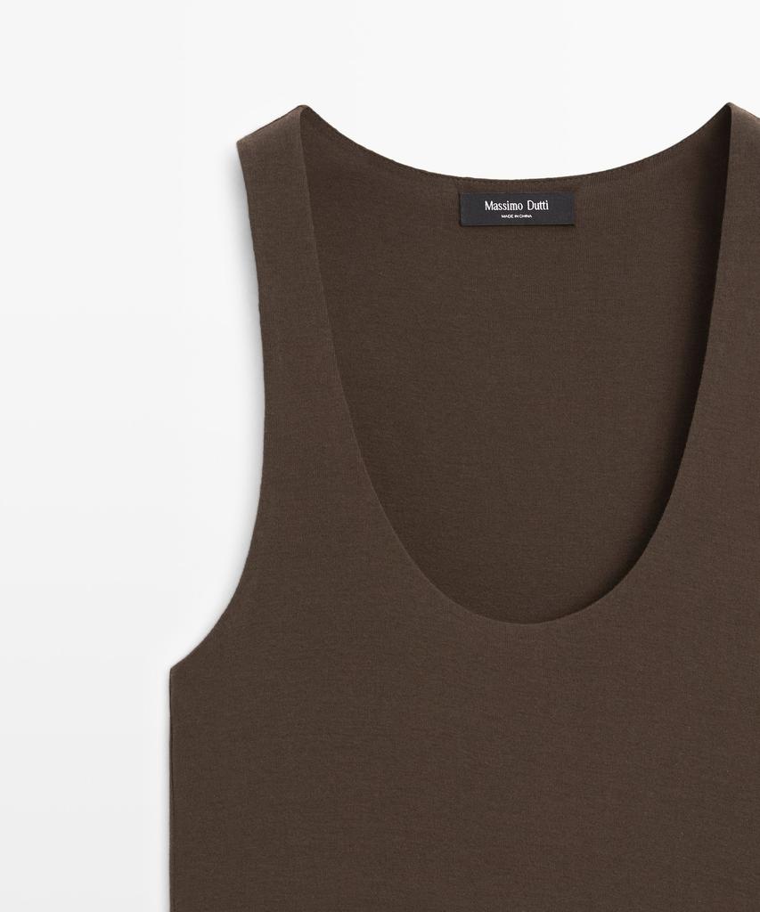 Masimodutti Puff Detail Midi Dress