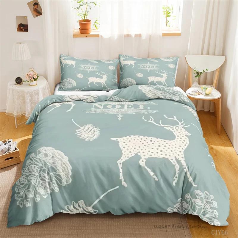 3Pc Duvet Cover Cute Cartoon Dwarf Christmas Series Bedding Set For Kids And Adults Single Double Queen 220X240 Room Decor Gift