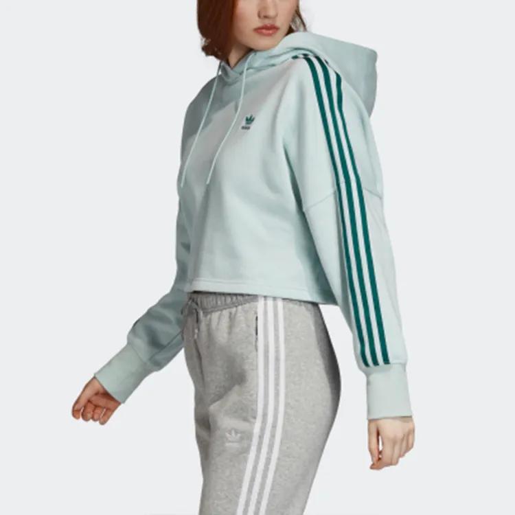 Adidas Originals Sweatshirts Women's Steam Green Hooded Moderate Regular (Unisex) Sweatshirts EJ9344