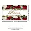 4 Stück Rose Segen Druck Wasserdichter Duschvorhang Mit 12 Haken Rutschfester Badezimmerteppich WC U-Form Matte Toilettendeckel Abdeckung